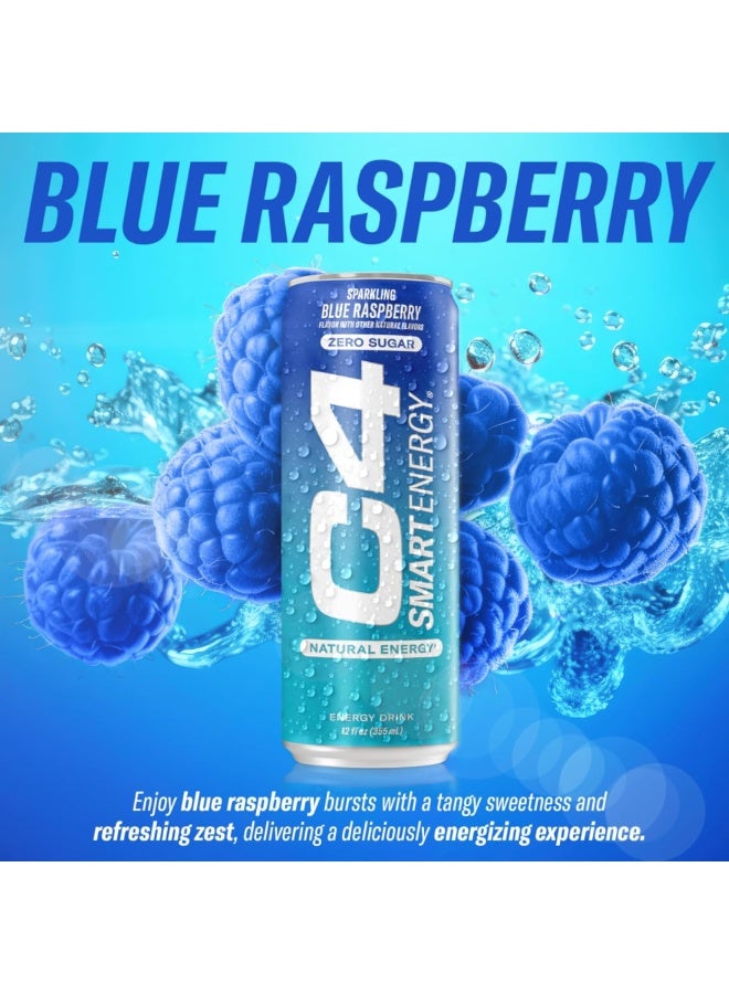 CELLUCOR C4 Pre Workout Energy Drink With Beta-Alanine, Zero Sugar, Carbonated Drink for Strength & Endurance,  Blue Raspberry Flavor – 12 Pack - Image 2