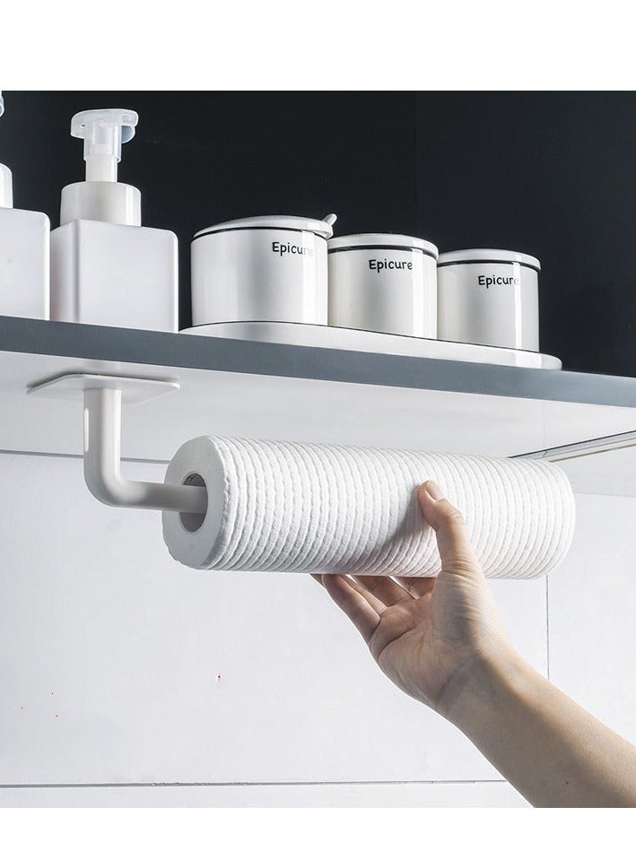 Paper Towel Holder Hook, Wall Hanging Kitchen Plastic Wrap Shelving, Perforation-Free Cutting Board and Shelf, Pot Lid Organizing Storage Bracket, Roll Rack 4PCS - Image 2