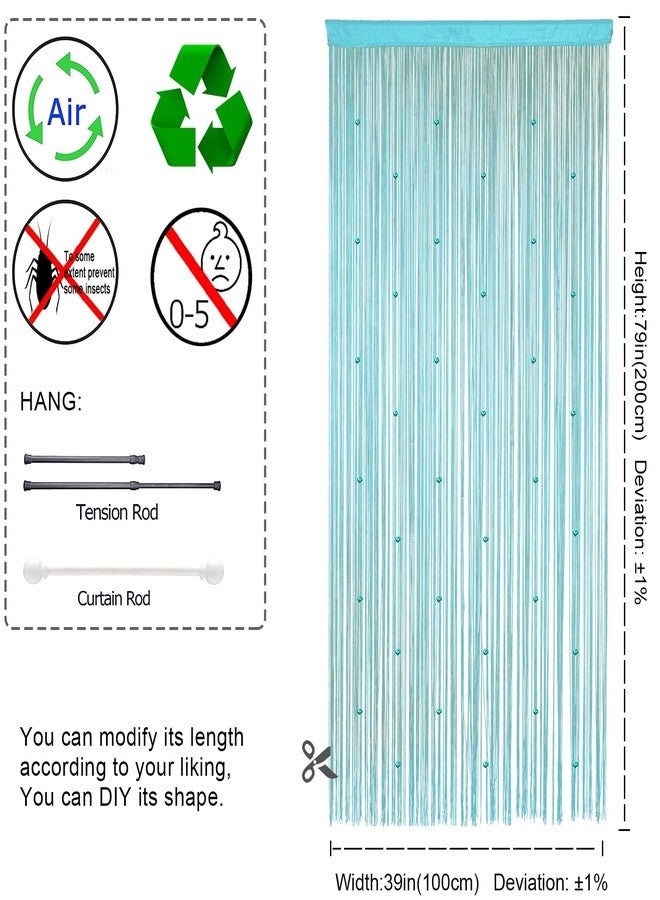 YIIBAII Beaded Curtain Beaded Curtains for Doorways Crystals Suitable for Interior Decoration and Partitions Hippy Closet Curtains (Light Blue, 39"x79") - Image 4