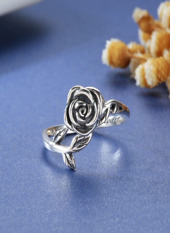 MANBU Rose Cremation Urn Jewelry for Ashes - 925 Sterling Silver Memorial Keepsake Ring Bracelet Necklace Gift for Women, Bereavement Gift for A Loss Of the Loved One (ring 1) - Image 3