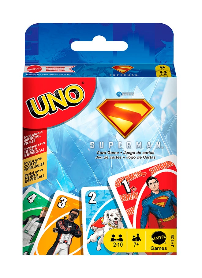 Mattel Games UNO Superman Card Game for Kids, Adults & Family Nights, Parties, Travel & Camping, Toy Collectible Inspired by the Movie  - Image 3
