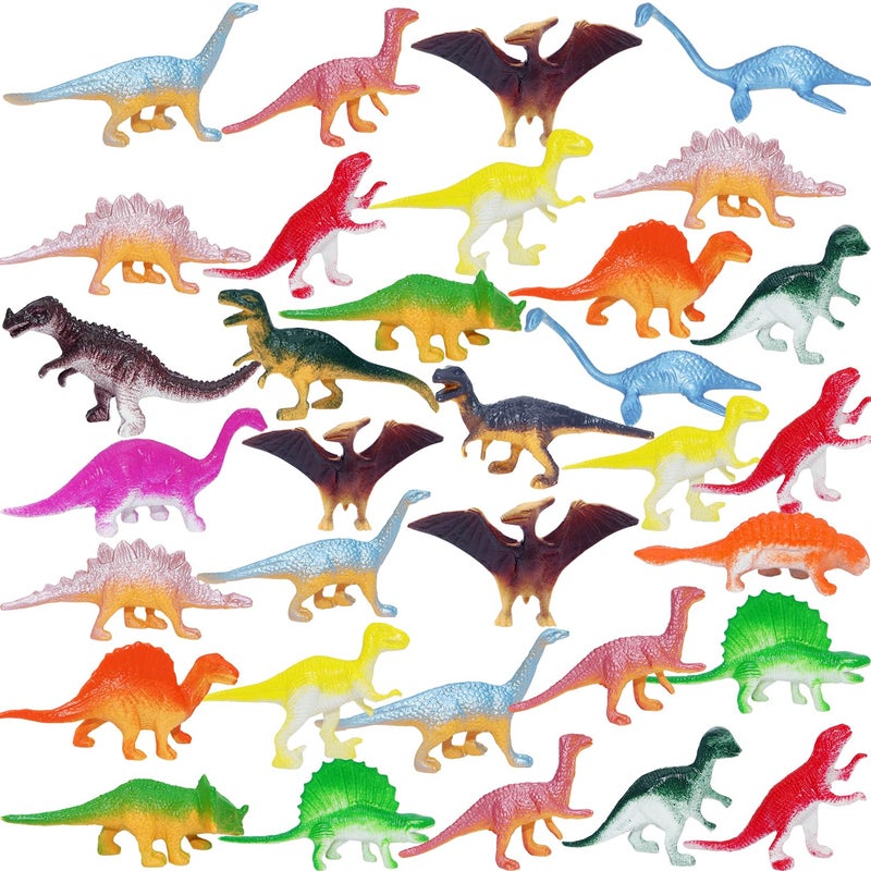 HOXBUR 64Pcs Mini Dinosaur Figures Assorted Small Plastic Dinosaur Toys for Cake Toppers Easter Eggs Filler - Image 3