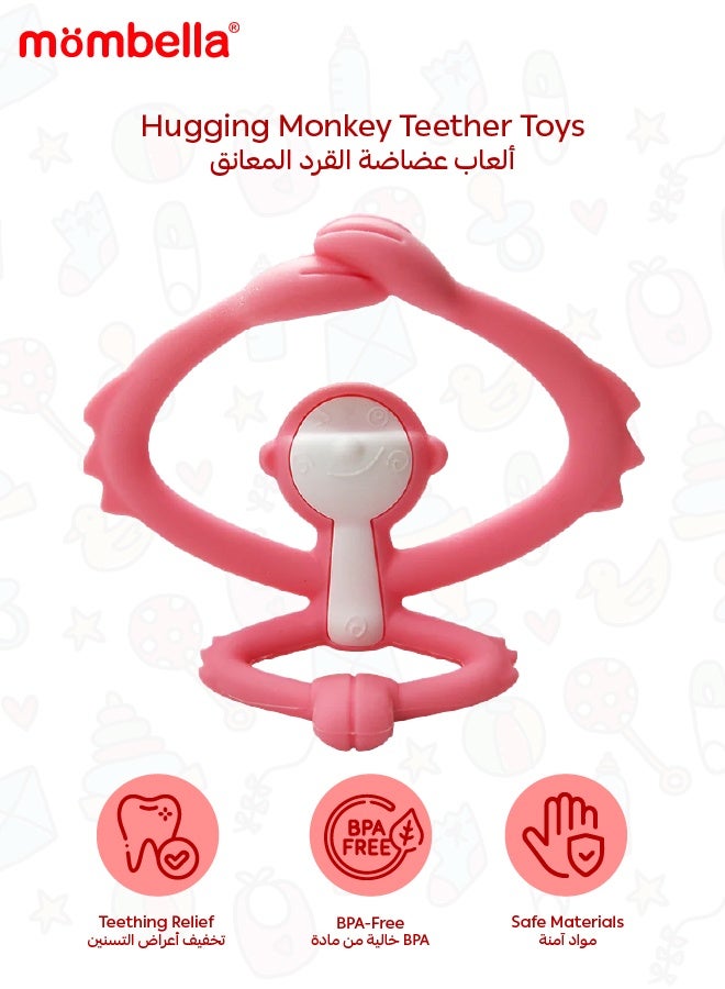 Mombella Hugging Monkey Teether Toy | BPA-Free Silicone | Safe & Hygienic Teething Toy | Soft & Flexible Design | 3-6 Months | Dimensions: L 7.4 x W 6.4 x H 6.5 cm - Image 1