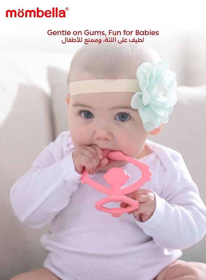 Mombella Hugging Monkey Teether Toy | BPA-Free Silicone | Safe & Hygienic Teething Toy | Soft & Flexible Design | 3-6 Months | Dimensions: L 7.4 x W 6.4 x H 6.5 cm - Image 2