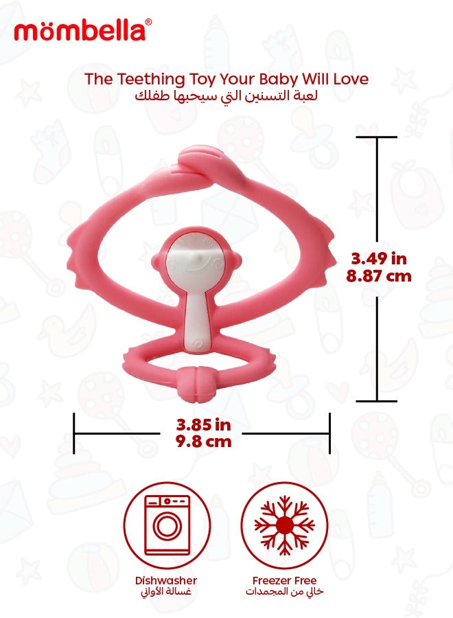 Mombella Hugging Monkey Teether Toy | BPA-Free Silicone | Safe & Hygienic Teething Toy | Soft & Flexible Design | 3-6 Months | Dimensions: L 7.4 x W 6.4 x H 6.5 cm - Image 4