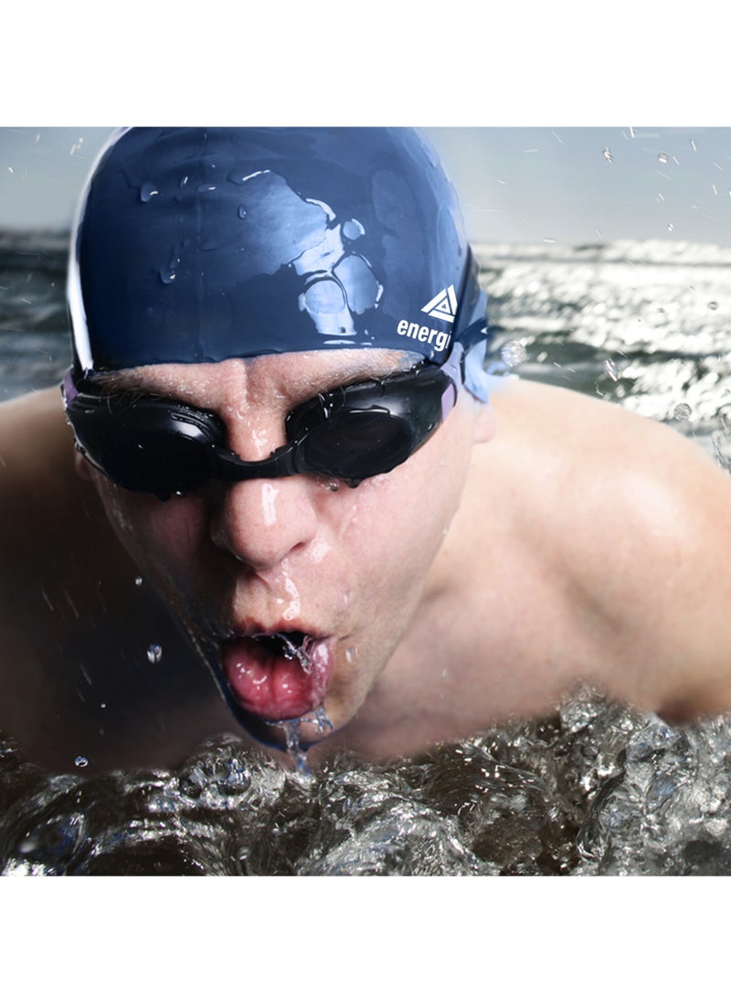 Energize Protective Silicone Swimming Cap for Men & Women, One Size Fits All, Easy to Wear, Ideal for Regular Use- Blue  - Image 3