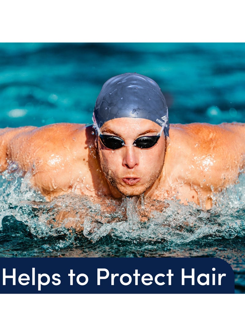 Energize Protective Silicone Swimming Cap for Men & Women, One Size Fits All, Easy to Wear, Ideal for Regular Use- Blue  - Image 5