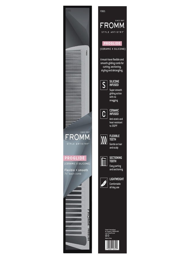 Fromm ProGlide 7.5" Basin Comb with Silicone and Ceramic Infusion for Smooth, Anti-Static Styling, Flexible Teeth and Sectioning Tooth for Parting, Detangling - Image 5