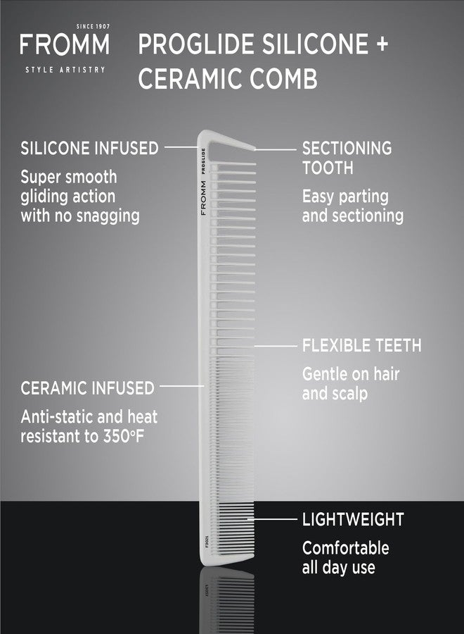 Fromm ProGlide 7.5" Basin Comb with Silicone and Ceramic Infusion for Smooth, Anti-Static Styling, Flexible Teeth and Sectioning Tooth for Parting, Detangling - Image 2