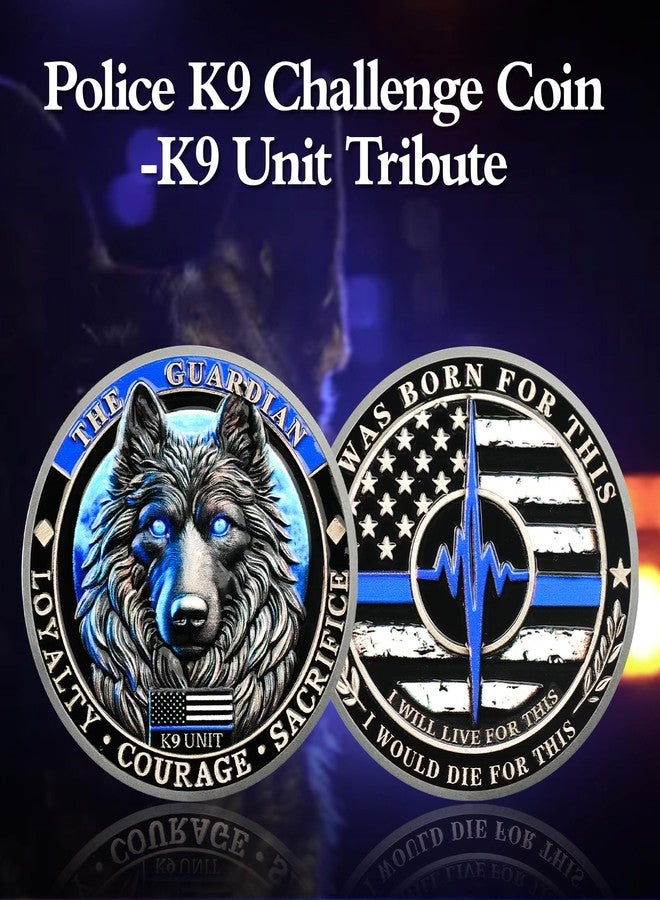 ASmileIndeep Police Challenge Coin - K9 Guardian Police Dog Coins - Thin Blue Line Law Enforcement Coin - First Responder Tribute K9 Unit Token - Military Patriotic Memorial Gift (10 PCS) - Image 2