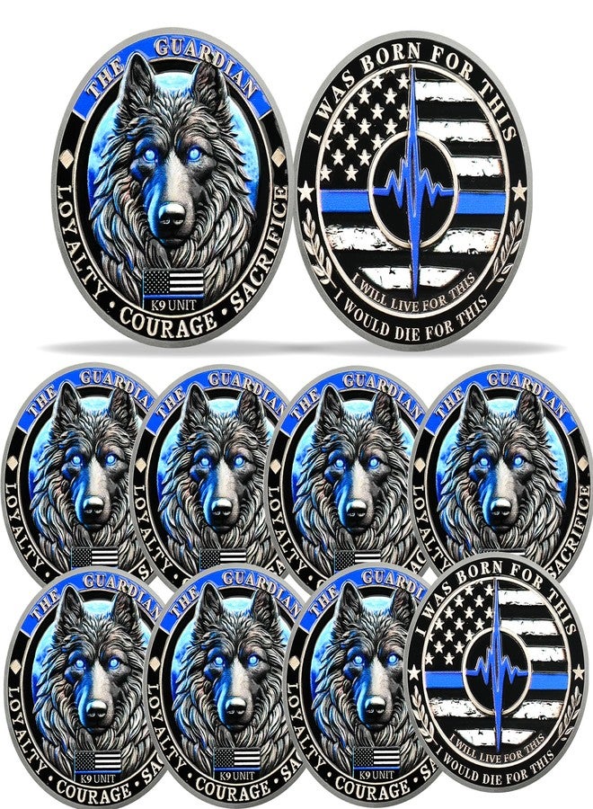 ASmileIndeep Police Challenge Coin - K9 Guardian Police Dog Coins - Thin Blue Line Law Enforcement Coin - First Responder Tribute K9 Unit Token - Military Patriotic Memorial Gift (10 PCS) - Image 1