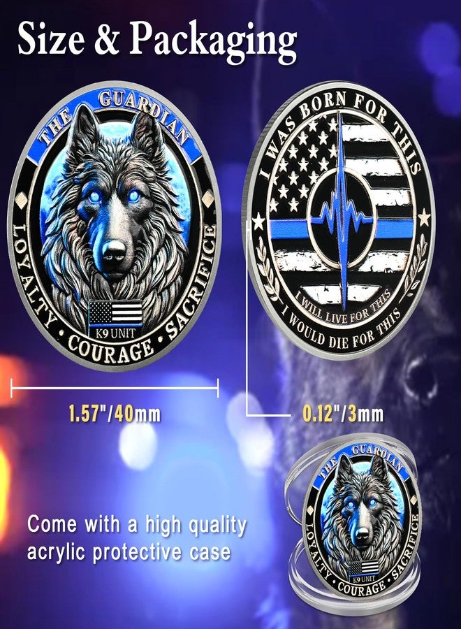 ASmileIndeep Police Challenge Coin - K9 Guardian Police Dog Coins - Thin Blue Line Law Enforcement Coin - First Responder Tribute K9 Unit Token - Military Patriotic Memorial Gift (10 PCS) - Image 5