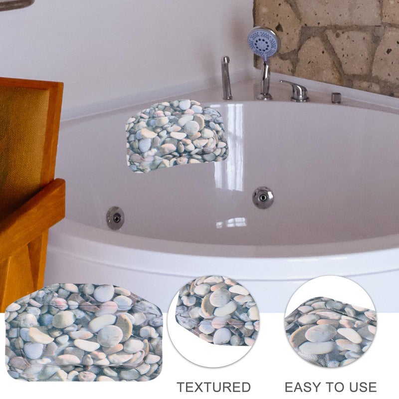 Foam Stone Pattern Bathtub Headrest Pillow with Suction Cups for Neck Support and Relaxation - Image 4