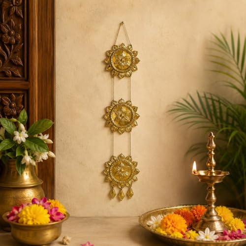 MAYAPURI Brass Chand Mala for Puja | Traditional Deity Hand Hanging Ornament | Decorative Brass Mala for God Idol & Temple Decoration | Spiritual Puja Accessory - Image 1