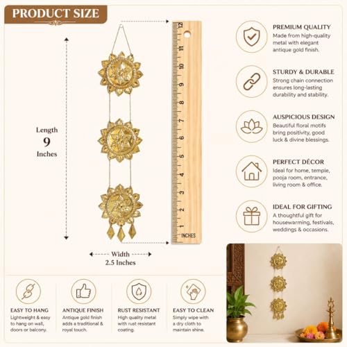MAYAPURI Brass Chand Mala for Puja | Traditional Deity Hand Hanging Ornament | Decorative Brass Mala for God Idol & Temple Decoration | Spiritual Puja Accessory - Image 4