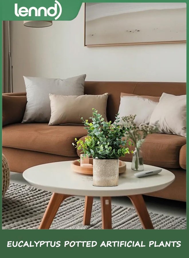LENND 2 Pack Small Artificial Plants Eucalyptus Potted Artificial Plants for Shelf Desk Home Bathroom Farmhouse Room Coffee Table Decor  - Image 2