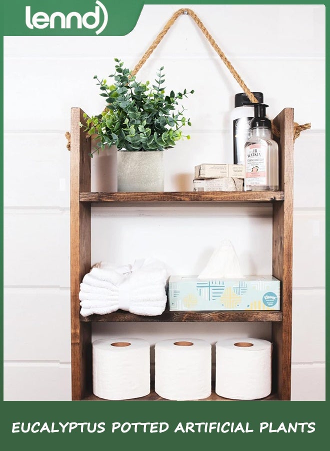 LENND 2 Pack Small Artificial Plants Eucalyptus Potted Artificial Plants for Shelf Desk Home Bathroom Farmhouse Room Coffee Table Decor  - Image 5