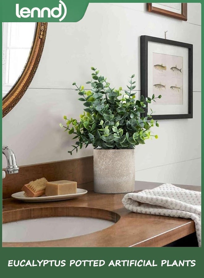 LENND 2 Pack Small Artificial Plants Eucalyptus Potted Artificial Plants for Shelf Desk Home Bathroom Farmhouse Room Coffee Table Decor  - Image 4