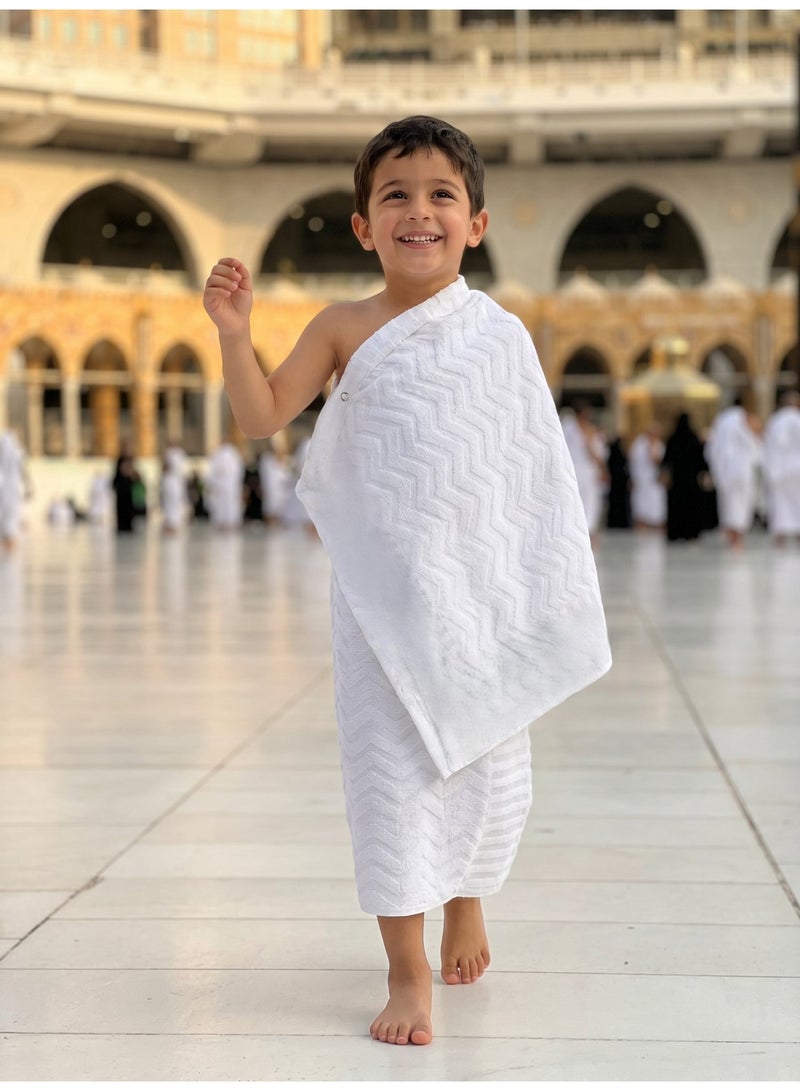 Al Barakah Boys' Umrah Ihram (6-11 years old) - Elasticated skirt with nano-technology. Comfortable and easy to wear. Ihram for boys. Boys' Ihram, elastic, Ihrams for boys, Umrah Ihrams, Hajj, Tawaf Makkah, Ihram clothing, Hajj and Umrah Ihram, nano-fabric overalls, towel for Hajj and Umrah, Ihram for children, children's Ihram - Image 3