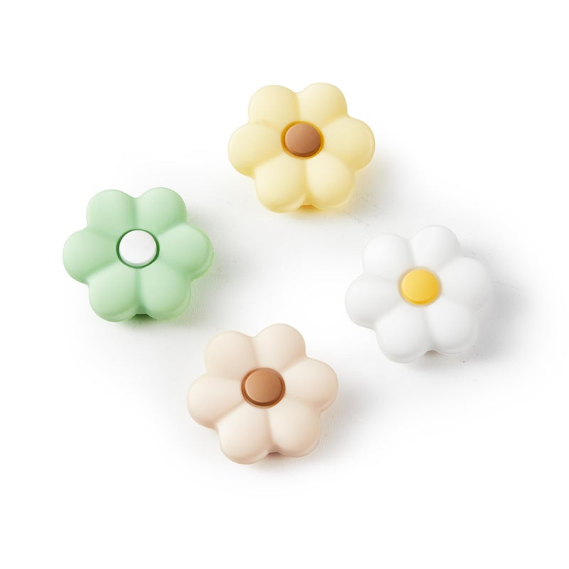 CasosexploreLab Thumb Grips for Nintendo Switch 2, Cozy Daisy Joystick Caps, Soft Silicone Thumb Stick Cover for Switch 2 Joycon Controller, 4 Pack White Sage Green Floral Accessories for Analog - Image 1