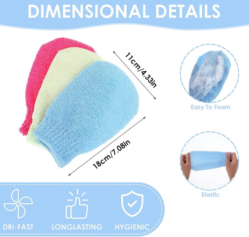 WLLHYF 3 Pairs Exfoliating Gloves Korean Exfoliating Mitt Double Sided Skin Body Exfoliator Gloves Scrub Gloves Bath Gloves Shower Accessories for Clean Dead or Dry Skin - Image 2