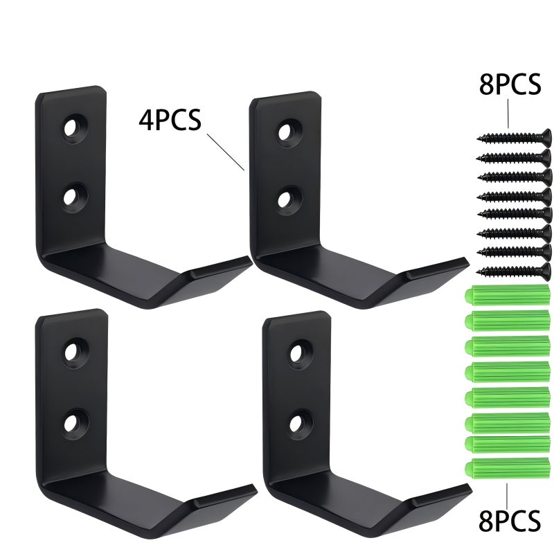 20 Pcs Heavy Duty Metal Bracket Hooks Hardware Kit Black For Wall Mounted Storage And Hanging Heavy Items - Image 1
