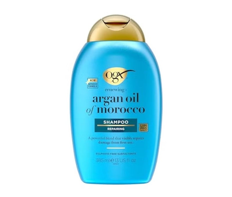 OGX Renewing+ Argan Oil of Morocco Sulfate-Free Shampoo (1x 385ml), Gentle Cleansing and Hydrating Formula for Soft, Shiny and Healthy-Looking Hair, Enriched with Moroccan Argan Oil