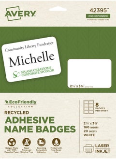 AVERY Avery EcoFriendly Printable Name Tags, White, 160 Removable Name Badges (42395)  - Image 1