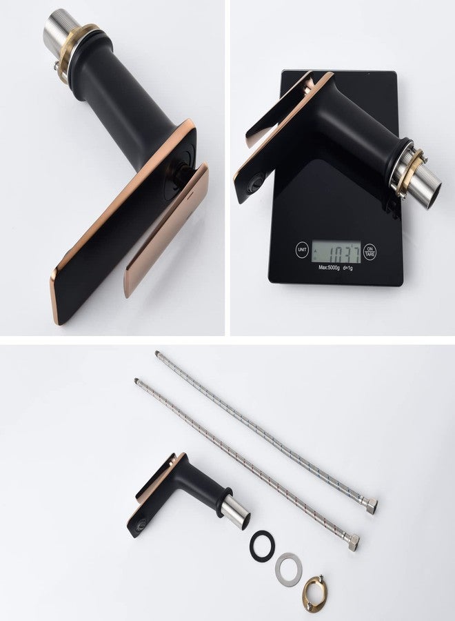 RANDOM Single Hole Bathroom Sink Faucet Rose Gold and Matte Black Mixed Finish Bathroom Faucet Single Handle Brass Basin Mixer Tap Deck Mount,cUPC Certified Water Supply Hot and Cold Hose.68008MB-RG - Image 3