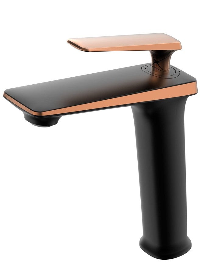 RANDOM Single Hole Bathroom Sink Faucet Rose Gold and Matte Black Mixed Finish Bathroom Faucet Single Handle Brass Basin Mixer Tap Deck Mount,cUPC Certified Water Supply Hot and Cold Hose.68008MB-RG - Image 1