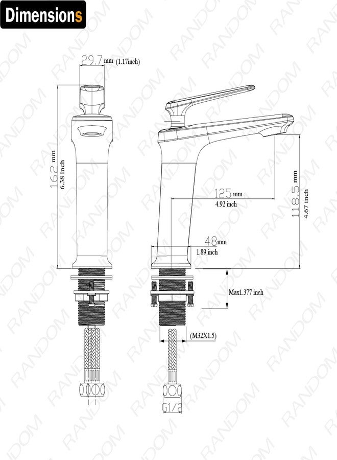 RANDOM Single Hole Bathroom Sink Faucet Rose Gold and Matte Black Mixed Finish Bathroom Faucet Single Handle Brass Basin Mixer Tap Deck Mount,cUPC Certified Water Supply Hot and Cold Hose.68008MB-RG - Image 2