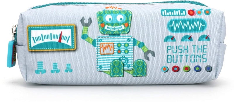 QIPS Rectangular Shaped Zip Closure Printed Pencil Bag (Robot) - Image 2
