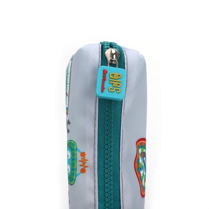 QIPS Rectangular Shaped Zip Closure Printed Pencil Bag (Robot) - Image 5