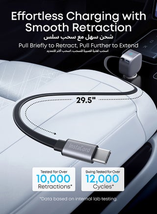 USB-C Car Charger, 75W Max Ultra-Compact Type-C Fast Car Charger with Built-In Retractable Cable Car Adapter for iPhone 17/16 Series, Samsung S26/S25/S24, MacBookPro/Air, iPad, and More - view 5