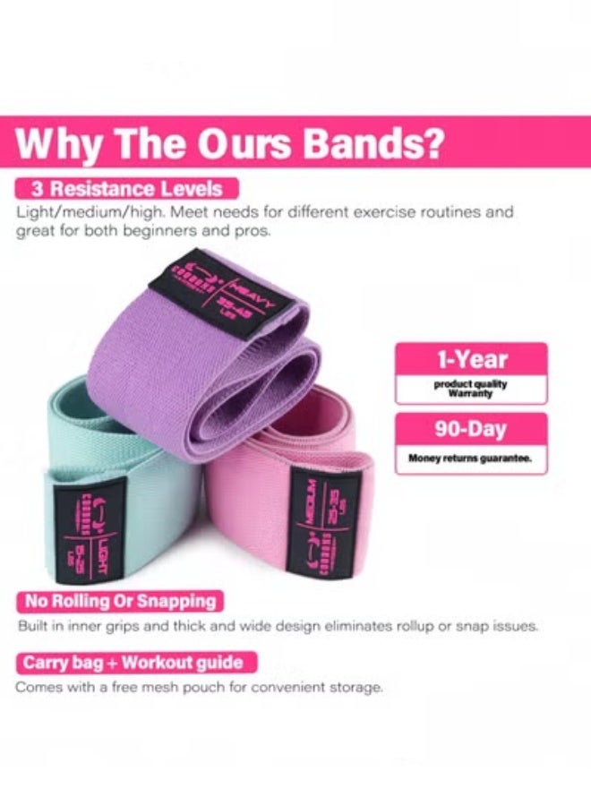 HALAMODO 3 Pcs Fabric Resistance Bands for Glutes & Legs Exercise Resistance Bands for Strength Flexibility Pilates Yoga - Image 2