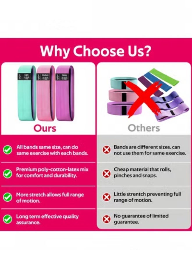 HALAMODO 3 Pcs Fabric Resistance Bands for Glutes & Legs Exercise Resistance Bands for Strength Flexibility Pilates Yoga - Image 5