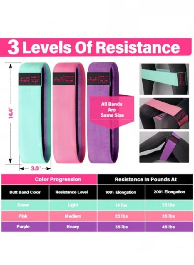 HALAMODO 3 Pcs Fabric Resistance Bands for Glutes & Legs Exercise Resistance Bands for Strength Flexibility Pilates Yoga - Image 4
