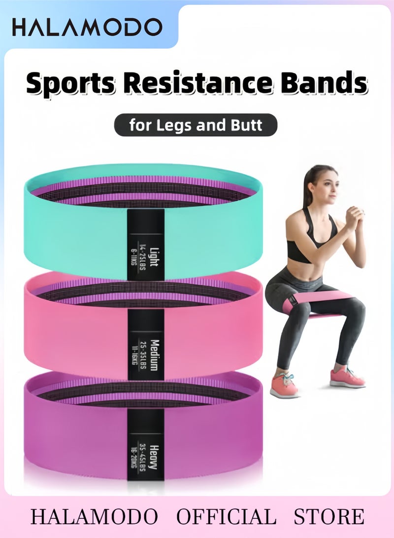 HALAMODO 3 Pcs Fabric Resistance Bands for Glutes & Legs Exercise Resistance Bands for Strength Flexibility Pilates Yoga - Image 1