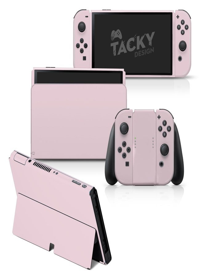 Tacky Design Solid Skin Compatible with Nintendo Switch OLED Skin Wrap Cover, Classic Skin for Nintendo Switch OLED Stickers, Premium 3M Vinyl (Pastel Rose, Nintendo Switch OLED) - Image 1