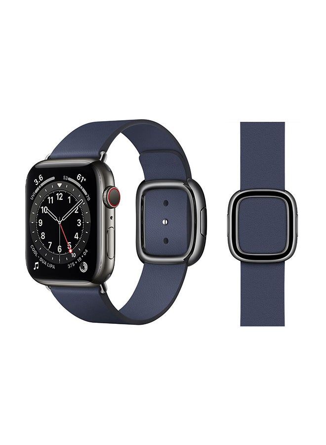 vesus Leather Replacement Band For Apple Watch Series 6/SE/5/4/3/2/1 Dark Blue