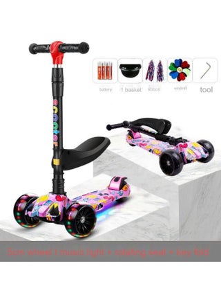 Pink graffiti Hummer wheels + music light seat