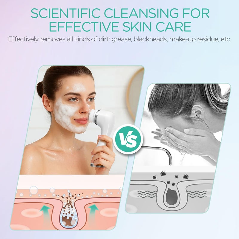 VOYOR Facial Cleansing Brush Electric for Deep Skin Cleansing Face Scrubber Rechargeable for Exfoliating and Removing Blackhead Spin Face Brush for Massaging, Remove Makeup Facial Brush FB101 - Image 5
