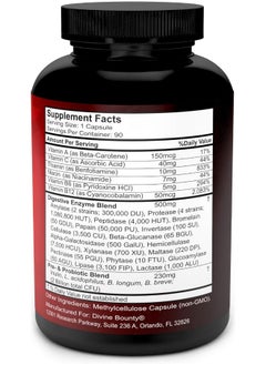 Divine Bounty Digestive Enzymes with Probiotics & Prebiotics - Digestive Enzyme Supplements w Lipase, Amylase, Bromelain For Digestion, Bloating, Gas, and IBS For Men and Women - 90 Vegetarian Capsules  - Image 2