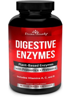 Divine Bounty Digestive Enzymes with Probiotics & Prebiotics - Digestive Enzyme Supplements w Lipase, Amylase, Bromelain For Digestion, Bloating, Gas, and IBS For Men and Women - 90 Vegetarian Capsules  - Image 1