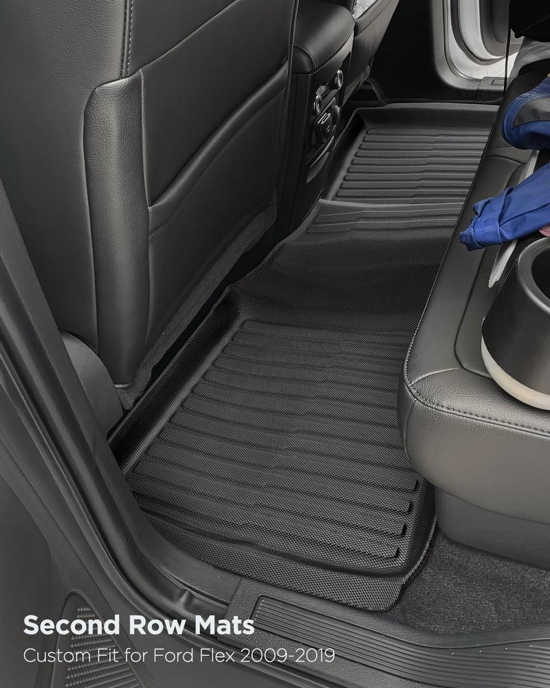 CarQiWireless All-Weather Floor Mats Custom Fit for Ford Flex 2009-2019 (Not Fit with Optional 2nd Row Console), Heavy Duty TPE Trunk Mats Cargo Liner & Front Rear Row Protection for Automotive Car Accessories - Image 5
