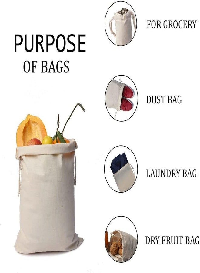 BIRDBRID 100% Organic Cotton Muslin Bags 8x12 Inch Reusable Drawstring Bags for Art & Craft, Gift, Storage, Travel, Party Favor, Eco-Friendly Unbleached Cotton Pouches, Pack of 12 - Image 3