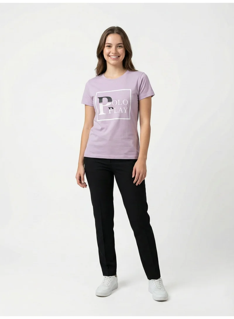 لعب البولو تيشيرت بناتي برسومات - ليلك