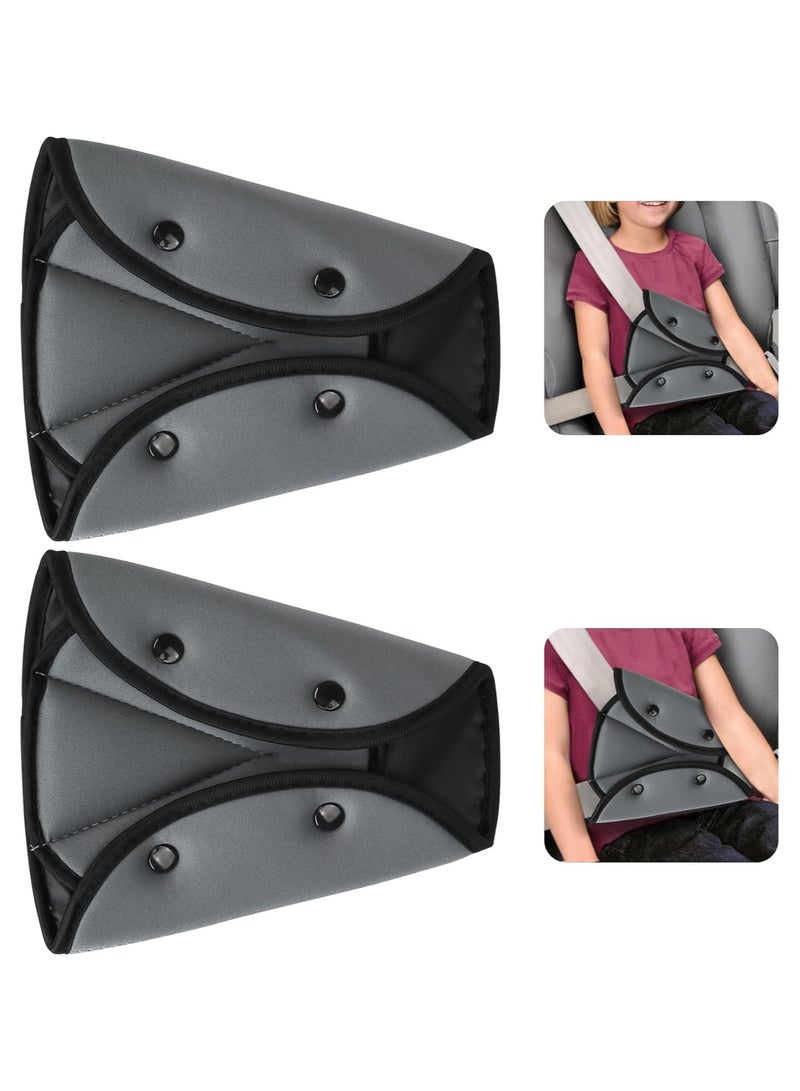 أداة ضبط حزام الأمان للأطفال والكبار، 2 عبوة أداة ضبط حزام الأمان للأطفال، مشابك حزام الأمان، أداة ضبط حزام الكتف والرقبة التلقائي، حزام أمان مثلث مثلث حزام الأمان لمقعد السيارة حزام الأمان (رمادي) - Image 1