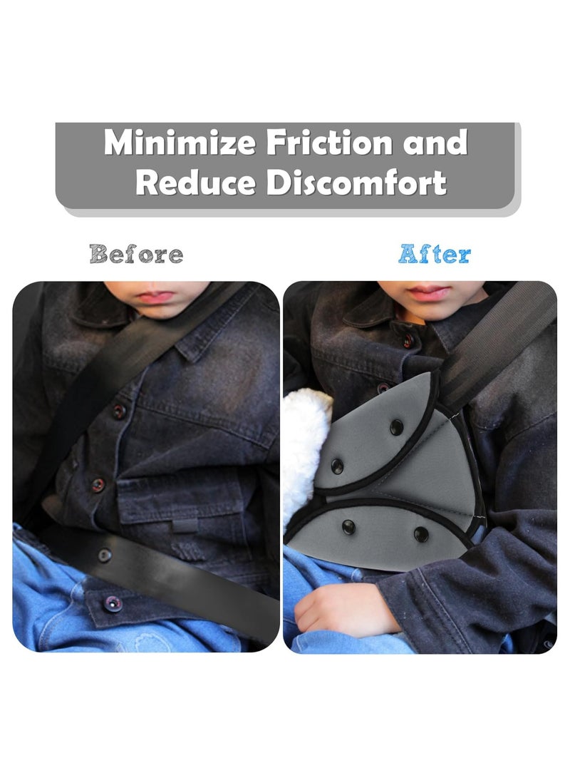 أداة ضبط حزام الأمان للأطفال والكبار، 2 عبوة أداة ضبط حزام الأمان للأطفال، مشابك حزام الأمان، أداة ضبط حزام الكتف والرقبة التلقائي، حزام أمان مثلث مثلث حزام الأمان لمقعد السيارة حزام الأمان (رمادي) - Image 2