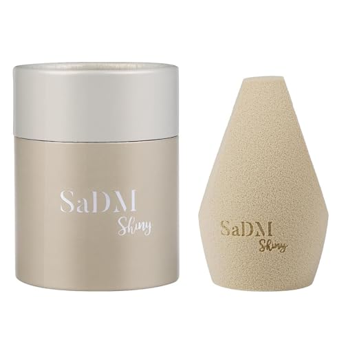 SaDM Shiny Champagne Gold Angled Corner Makeup Sponge Precision Blender - Image 1